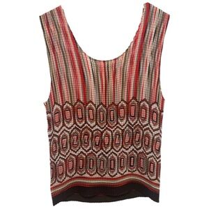 NICOLA Red and Black Geometric Tank Top